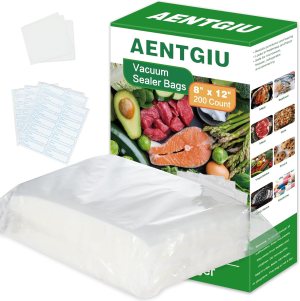 200 Vacuum Sealer Bags For Food, 8×12 Inch Thick BPA Free Vacuum Sealer Storage Bags, Compatible with All Vac Machines, Food Saver, Seal a Meal, Weston, Commercial Grade Precut Prep Sous Vide Bags