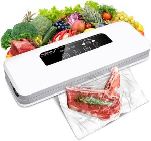 Vacuum Sealer Machine,70Kpa Automatic Air Vacuum Saver One-Click Operation with Sealer Bags and External Vacuum Pump,White