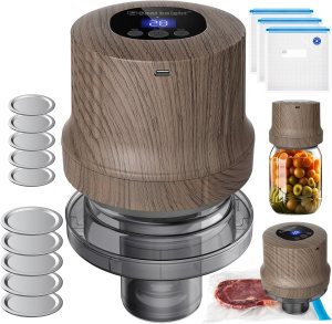 COOL KNIGHT Electric Mason Jar Vacuum Sealer Kit, Upgraded Automatic 3 In 1 Jar Vacuum Sealer for Mason Jars, Mason Jar Sealer Vacuum Kit with Wide and Regular Mason Canning Jar Lids, Vacuum Bags.