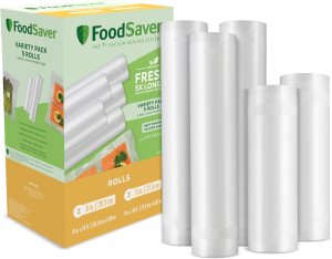 FoodSaver Custom Length Vacuum Sealer Bags Multipack, 5 Count Rolls for Airtight Food Storage and Sous Vide – Compatible with FoodSaver, 8 (2 Pack) and 11 (3 Pack)