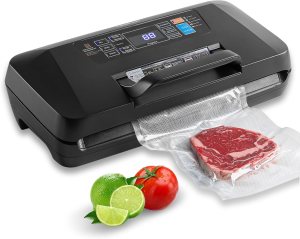 95Kpa Vacuum Sealer Machine for Food, 10-in-1 Presets with Sous Vide Mode, Double Heat Seal, Built-in Cutter & Bag Storage, Dry/Moist/Liquid, Compact Design, Easy-Lock Handle, Commercial Grade
