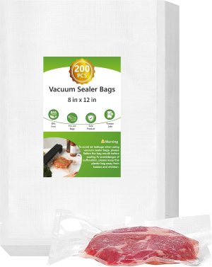 Moretoes 200pcs Vacuum Sealer Bags, Food Saver Bags Quart 8″ x 12″, BPA Free, Pre-cut Commercial Grade Vac Bags for Food Storage, Meal Prep or Sous Vide