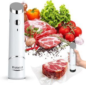 Handheld Vacuum Sealer for Food – Compact Food Vacuum Sealer Machine for Travel, Portable Sealing Machine with 10 Reusable Vac Seal Bags for Storage, Meal Prep or Sous Vide