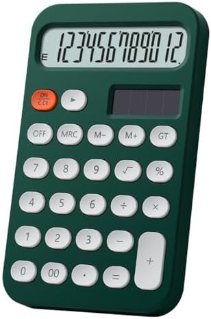Electronic Mechanical Calculator, Solar Powered Battery Operated 12 Digit Calculator with LCD Display, Portable Calculators for Office School Finance Home Green Electronic Mechanical Calculator, Solar Powered Battery Operated 12 Digit Calculator with LCD Display, Portable Calculators for Office School Finance Home Green