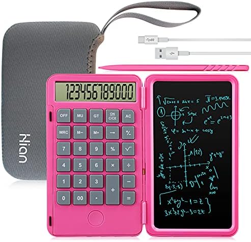 Hion Calculator,12-Digit Large Display Office Desk Calcultors with Erasable Writing Table,Rechargeable Hand held Multi-Function Mute Pocket Desktop Calculator for Basic Financial Home School,Pink Hion Calculator,12-Digit Large Display Office Desk Calcultors with Erasable Writing Table,Rechargeable Hand held Multi-Function Mute Pocket Desktop Calculator for Basic Financial Home School,Pink