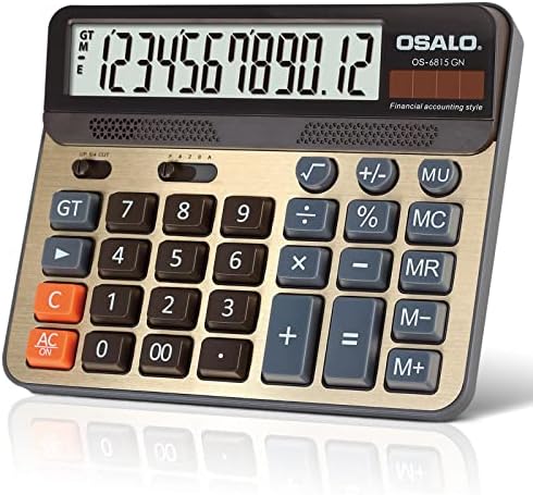 Desktop Calculator Extra Large 5-Inch LCD Display 12-Digit Big Number Accounting Calculator with Giant Response Button, Battery & Solar Powered, Perfect for Office Business Home Daily Use(OS-6815GN) Desktop Calculator Extra Large 5-Inch LCD Display 12-Digit Big Number Accounting Calculator with Giant Response Button, Battery & Solar Powered, Perfect for Office Business Home Daily Use(OS-6815GN)