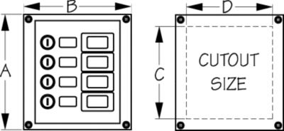 PANEL 4-GANG VERTICAL SPLASH G REPLACES P/N 354-424016