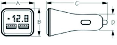 DOUBLE USB POWER PLUG W/METER