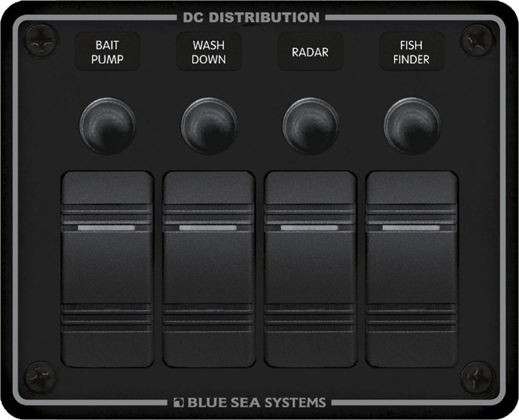 PANEL H2O CB 12VDC 4 POS BLACK