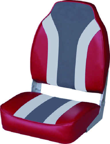 Wise Classic High Back Fishing Boat Seat, No Pinch Hinge – Red/Grey/Charcoal