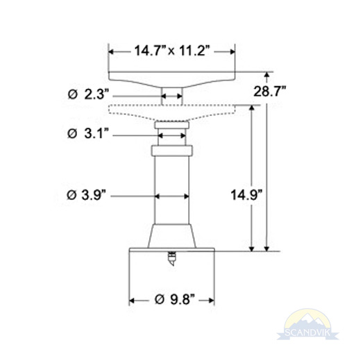 ELECTRIC PEDESTAL 24V 2-STAGE TELESCOPING