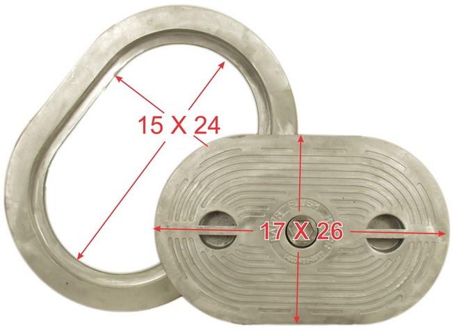 Flush Deck Hatch | Hex Centerbolt | Oval 15″ X 24″ | Aluminum, Steel