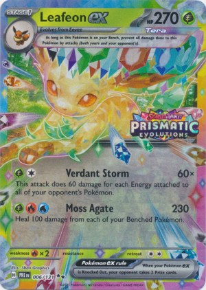 Leafeon ex 006/131 Prismatic Evolutions Stamp Leafeon ex 006/131 Prismatic Evolutions Stamp