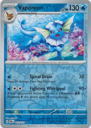 Vaporeon 022/131 Reverse Foil Vaporeon 022/131 Reverse Foil