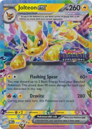 Jolteon ex 030/131 Prismatic Evolutions Stamp Jolteon ex 030/131 Prismatic Evolutions Stamp