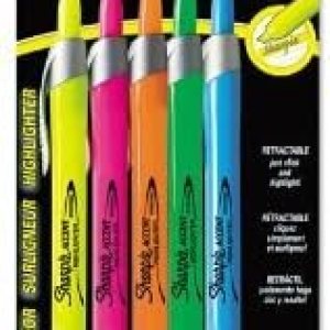 Sharpie Accent Retractable Highlighters, Chisel Tip, Assorted Colros, 5ct