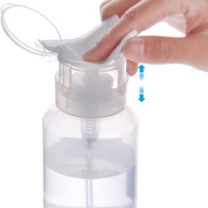 Biutee Cleaner Bottle Clear Bottle 1 PCS Push Down Empty Lockable Pump Dispenser Bottle for Nail Polish and Makeup Remover 200ml (1 PCS)