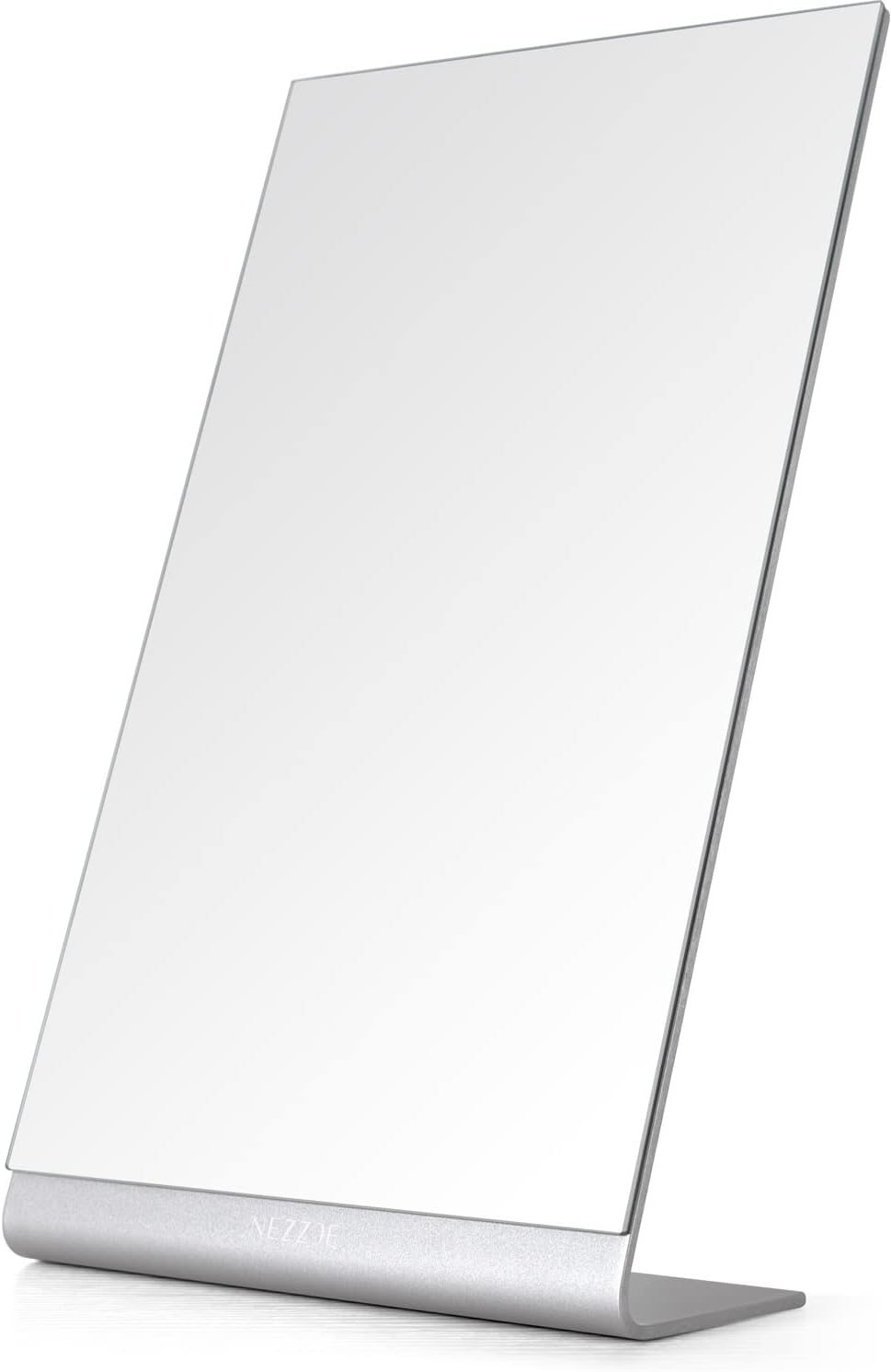 Modern Makeup Mirror, 12″ Length Aluminum Desk Mirror, Vanity Mirror for Counter, Bedroom, Bathroom, Dorm Modern Makeup Mirror, 12″ Length Aluminum Desk Mirror, Vanity Mirror for Counter, Bedroom, Bathroom, Dorm