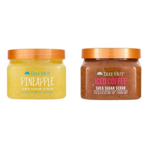 Tree Hut Pineapple Shea Sugar Exfoliating & Hydrating Body Scrub, 18 oz & Iced Coffee Shea Sugar Exfoliating & Hydrating Body Scrub, 18 oz