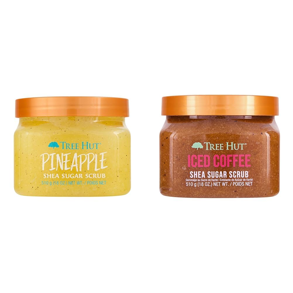 Tree Hut Pineapple Shea Sugar Exfoliating & Hydrating Body Scrub, 18 oz & Iced Coffee Shea Sugar Exfoliating & Hydrating Body Scrub, 18 oz Tree Hut Pineapple Shea Sugar Exfoliating & Hydrating Body Scrub, 18 oz & Iced Coffee Shea Sugar Exfoliating & Hydrating Body Scrub, 18 oz