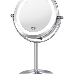 Benbilry Lighted Makeup Mirror with Magnification, 1X/10X Magnifying Makeup Mirror, LED Vanity Mirror with Lights, Battery Operated, 7 Inch Swivel Portable Cordless Desk Mirror, Best Gift