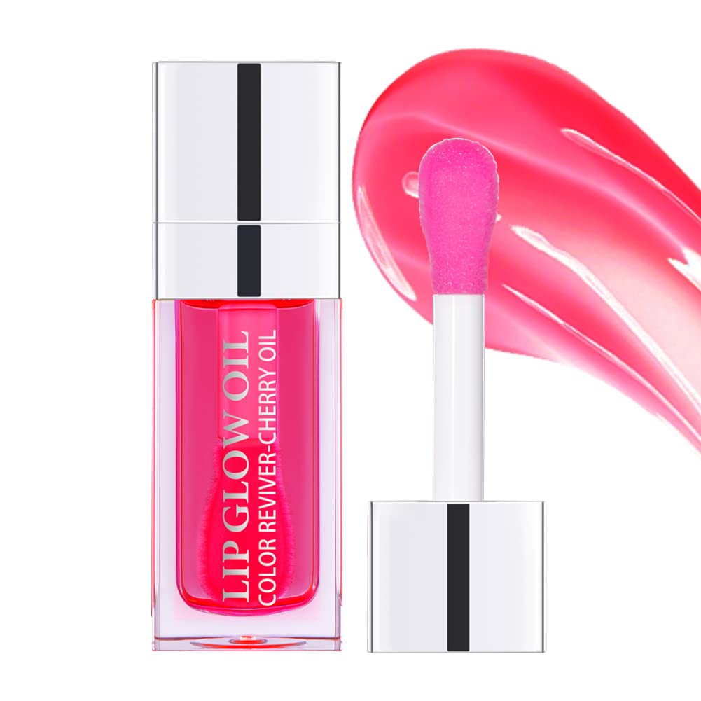 Hydrating Lip Glow Oil, Moisturizing Lip Oil Gloss, Transparent Tinted Lip Balm, Transparent Toot Lip Oil, Plumping Lip Gloss, Long Lasting Nourishing Non-sticky (Cherry) Hydrating Lip Glow Oil, Moisturizing Lip Oil Gloss, Transparent Tinted Lip Balm, Transparent Toot Lip Oil, Plumping Lip Gloss, Long Lasting Nourishing Non-sticky (Cherry)