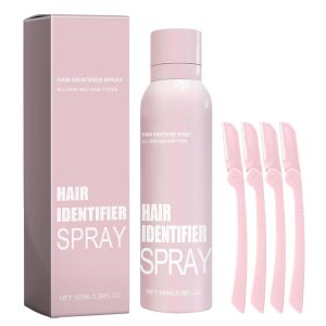 Hair Identifier Spray for Face Shaving, Moisturizing and Skin Care Dermaplaner Spray, Face Shaving Powder Spray for Women, Skin Dermaplaning Spray for Face (1PCS spray + 4PCS razor)