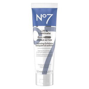 No7 Lift & Luminate Dual Action Cleansing & Exfoliating Face Wash – Gentle Face Exfoliator with Vitamin C, E & B5 – Deep Pore Cleanser for Dull & Uneven Skin Tone (3.4 Fl Oz)