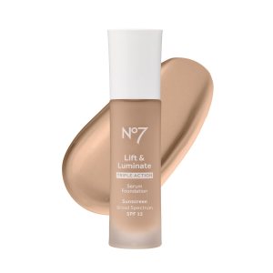 No7 Lift & Luminate Triple Action Serum Foundation – Liquid Foundation Makeup with SPF 15 for a Dewy, Glowy Base – Radiant Serum Foundation for Mature Skin – Cool Ivory (1 Fl Oz)