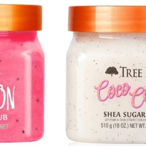 Tree Hut Shea Sugar Body Scrub, Watermelon, Coco Colada,18oz, 2PK, With Single Makeup Remover Cleansing Wipe