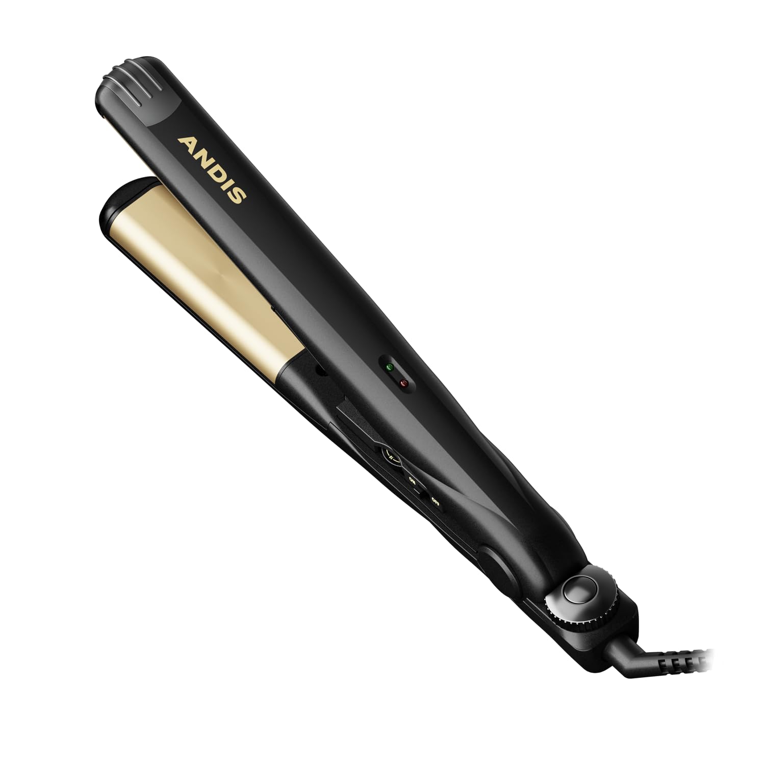 Andis 67695 Professional Curved Edge, 1-inch 450ºF High Heat Tourmaline Nano-Ceramic Hair Flat Iron with Dual Voltage and Auto Shut-Off – Frizz-Free Ceramic Hair Straightener – Black/Gold Andis 67695 Professional Curved Edge, 1-inch 450ºF High Heat Tourmaline Nano-Ceramic Hair Flat Iron with Dual Voltage and Auto Shut-Off – Frizz-Free Ceramic Hair Straightener – Black/Gold