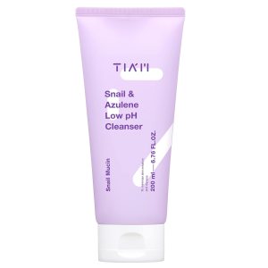TIA’M TIAM Snail&Azulene Low pH Cleanser, Gel Facial Cleanser, Snail Secretion Filtrate, pH Balancing, Anti Acne, Breakouts Treatment, Sensitive Skin, 6.76 Fl.Oz