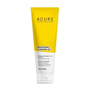 Acure Brightening Cleansing Gel – Vegan Cleanser for Radiant Skin – Pomegranate, Blackberry & Acai Infused – Antioxidant-Rich Gentle Formula for All Skin Types – 4 Fl Oz