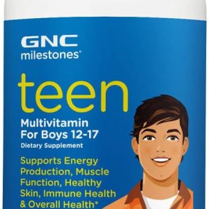 GNC milestones Teen Multivitamin for Boys 12-17, Supports Energy, Muscle, Skin Immunity, 60 Servings, Caplet