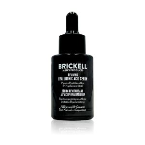 Brickell Men’s Anti Aging Hyaluronic Acid Serum for Face, Reviving Day Serum for Men, Natural and Organic Face Serum with Protein Peptides to Restore Firmness and Collagen, 1 Ounce, Scented