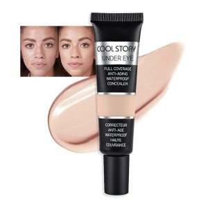 Kaely under Eye Concealer Full Coverage,Waterproof Concealer for Dark Circles,Puffiness,Redness,Cream Foundation Eye Brightener Serum,Color corrector de ojeras,Anti Aging,Natural Matte Finish,Medium