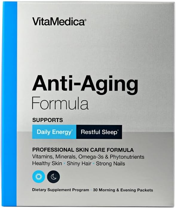 VitaMedica Anti-Aging Formula 4-in-1 Health and Beauty Supplement | Anti Aging Supplement for Women and Men | Healthy Hair, Skin, and Nails | Natural Energy & Restful Sleep | 30 AM & PM Packets VitaMedica Anti-Aging Formula 4-in-1 Health and Beauty Supplement | Anti Aging Supplement for Women and Men | Healthy Hair, Skin, and Nails | Natural Energy & Restful Sleep | 30 AM & PM Packets