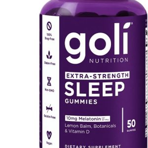 Goli Nutritional Supplement, Extra Strength Sleep Gummy 10mg Melatonin – 1 Pack 50 Count – Gluten-Free, Vegan, Non-GMO, and Gelatin-Free