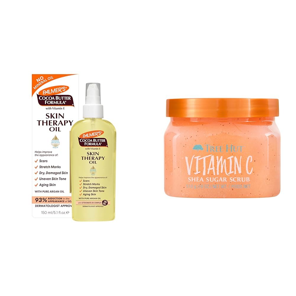 Palmer’s Cocoa Butter 5.1oz Moisturizing Body Oil & Tree Hut 18oz Vitamin C Shea Sugar Scrub Skin Care Bundle Palmer’s Cocoa Butter 5.1oz Moisturizing Body Oil & Tree Hut 18oz Vitamin C Shea Sugar Scrub Skin Care Bundle