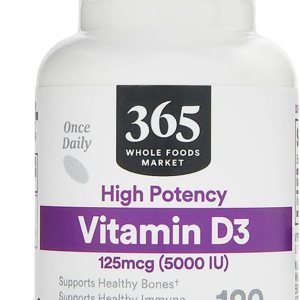 365 by Whole Foods Market, Vitamin D3 5000 IU, 120 Softgels, package may vary