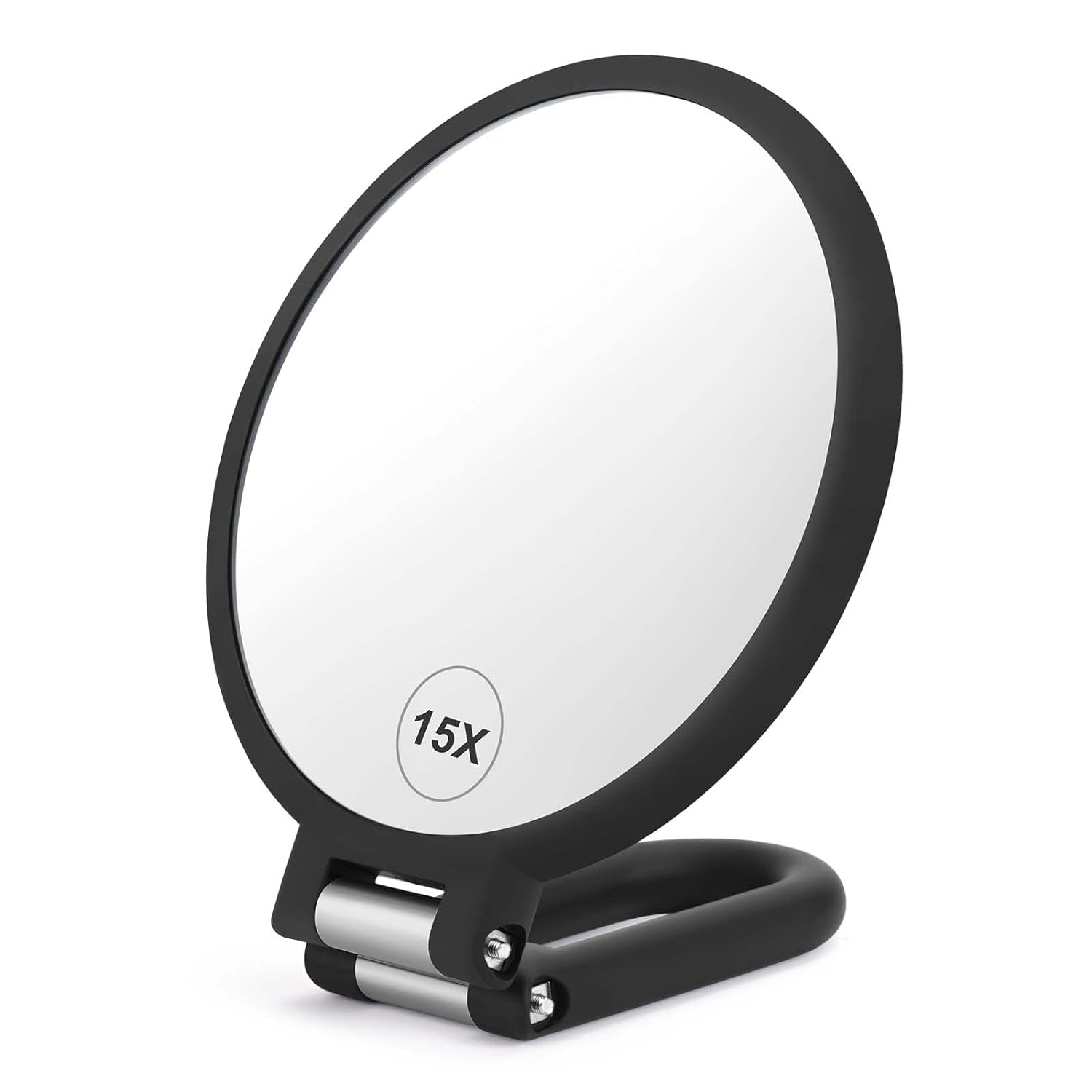 Magnifying Handheld Mirror Double Sided, 1X 15X Magnification Hand Mirror, Travel Folding Held Adjustable Rotation Pedestal Makeup Desk Vanity Magnifying Handheld Mirror Double Sided, 1X 15X Magnification Hand Mirror, Travel Folding Held Adjustable Rotation Pedestal Makeup Desk Vanity