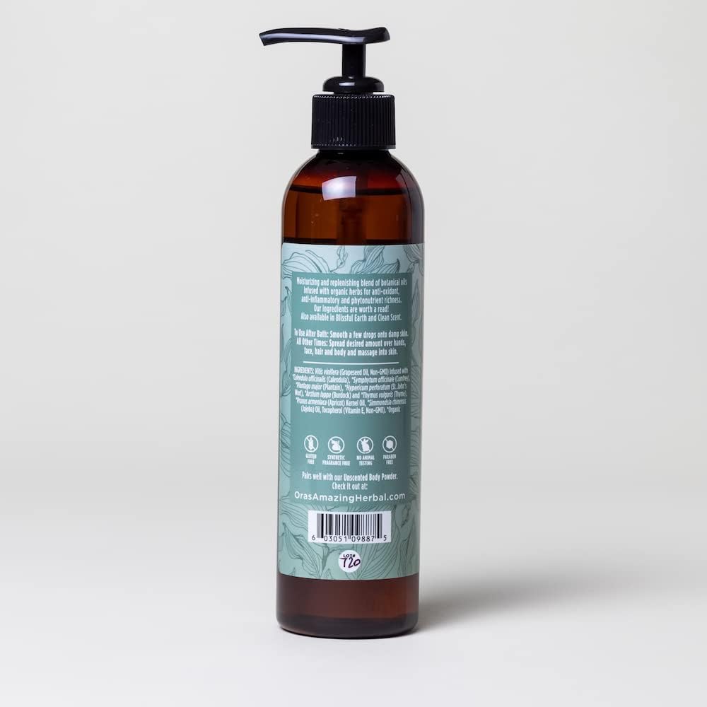 Unscented Body Oil, Fragrance Free Massage Oil with Pump, Moisturizing Body Oils for Men and Women, Herbal Infused Grapeseed Jojoba & Apricot with Calendula, Ora’s Amazing Herbal 7.5 Fl Oz Unscented Body Oil, Fragrance Free Massage Oil with Pump, Moisturizing Body Oils for Men and Women, Herbal Infused Grapeseed Jojoba & Apricot with Calendula, Ora’s Amazing Herbal 7.5 Fl Oz