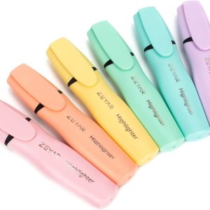 ZEYAR Aesthetic Highlighter Pen, Chisel Tip Marker Pen, AP Certified, Assorted Colors, Water Based, Quick Dry, Cute Highlighters, Patented Product (6 Macaron Colors)