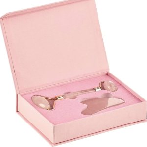 Face Roller Skin Care – Jade Roller Gua Sha Set, Rose Quartz Face Roller | Ultimate Facial Skin Care Products & Beauty Products Tools | Jade Facial Roller for Face and Eye Massager