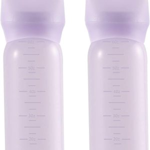 Pimoys Root Comb Applicator Bottle 6 Ounce, Oil Applicator for Hair Dye, Bottle Applicator Brush with Graduated Scale, Purple, 2 Pack