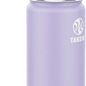 Takeya Actives 18 oz Vacuum Insulated Stainless Steel Water Bottle with Straw Lid, Premium Quality, Lavender Fields