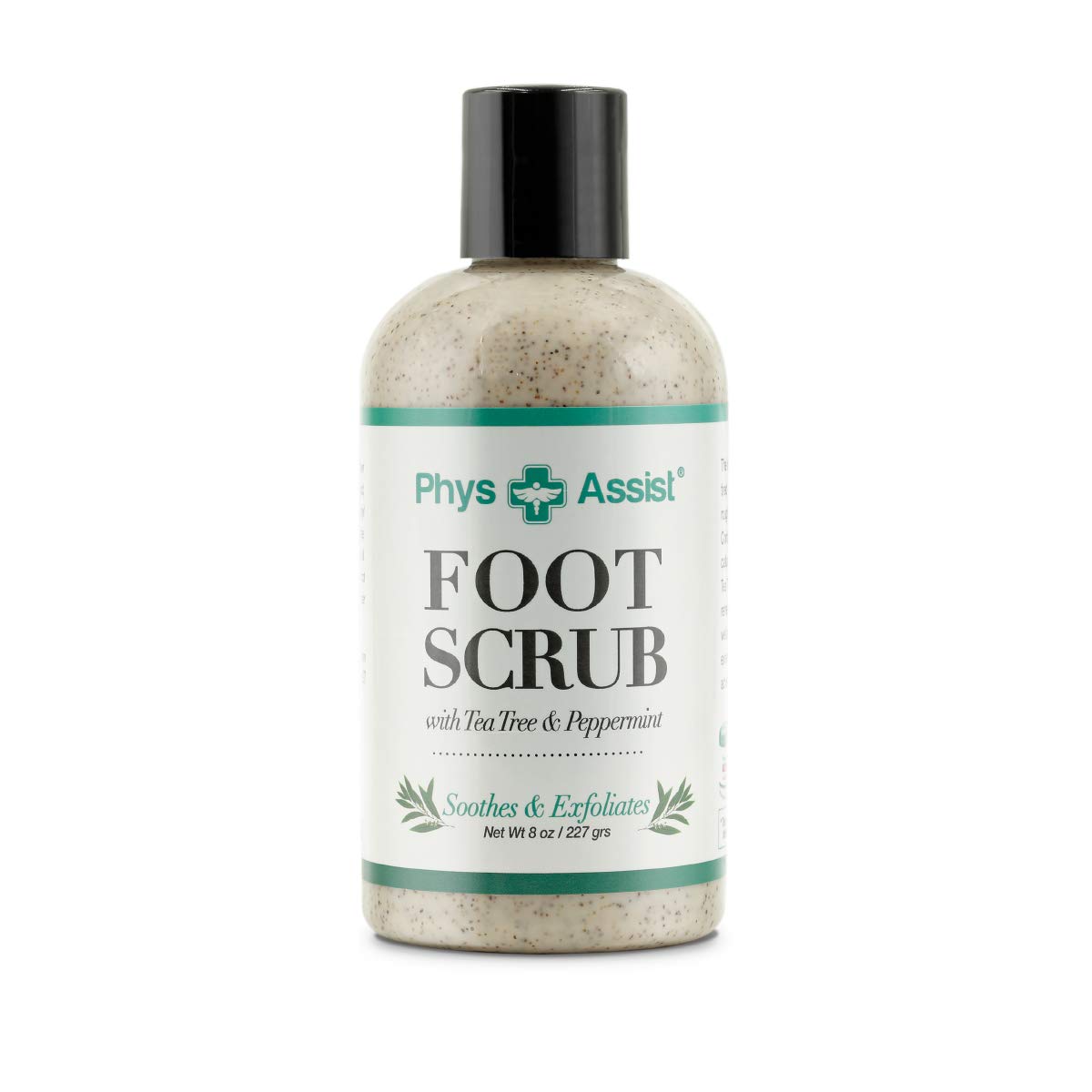 PhysAssist Foot Scrub 8 oz. with Tea Tree, Peppermint Soothes and Exfoliates Promoting a Deep Cooling Sensation Leaving Feet Feeling Calm and Refreshed. PhysAssist Foot Scrub 8 oz. with Tea Tree, Peppermint Soothes and Exfoliates Promoting a Deep Cooling Sensation Leaving Feet Feeling Calm and Refreshed.