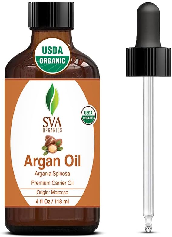 SVA Organics Argan Oil 4oz (118ml) Premium Carrier Oil with Dropper for Skin Care, Body Massage, Hair Care & Scalp Massage SVA Organics Argan Oil 4oz (118ml) Premium Carrier Oil with Dropper for Skin Care, Body Massage, Hair Care & Scalp Massage