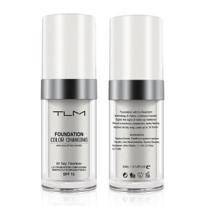 TLM Colour Changing Foundation, Flawless Color Changing Foundation Makeup Base Moisturizing Liquid Foundation for Women Girls SPF15, Sunscreen, Non-greasy, Non-marking, Long lasting(2Pack)