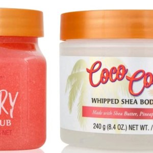 Tree Hut Shea Sugar Body Scrub Strawberry and Body Butter Coco Colada, with Single Fragrance-Free Makeup Remover Cleansing Towelette